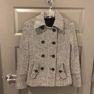 Black and White Herringbone Tweed Jacket